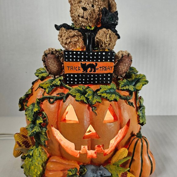 Vintage Gloria Jeans Exclusive Halloween Light Up Pumpkin With Cute Bear - Picture 1 of 12